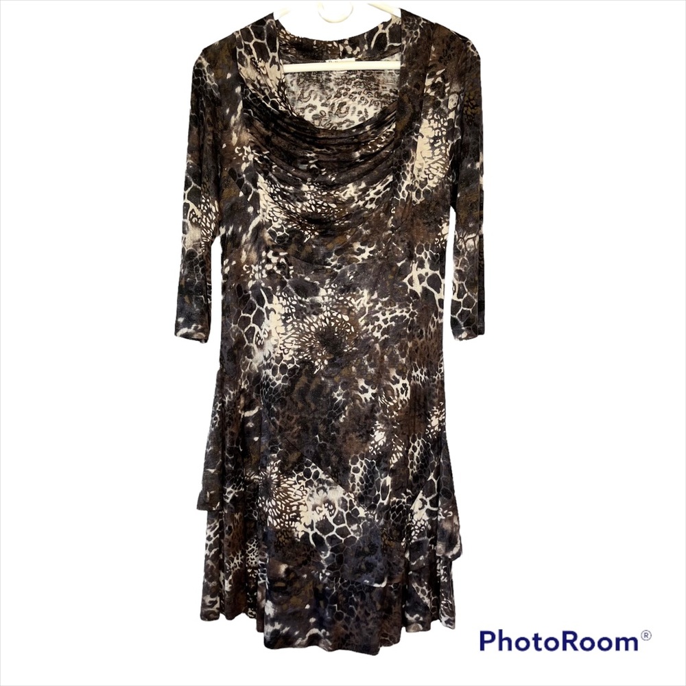 Puli Leopard Print Cowl Neck Dress Size Medium